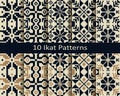 Set of ten seamless vector ikat geometric patterns. design for textile, print, interior